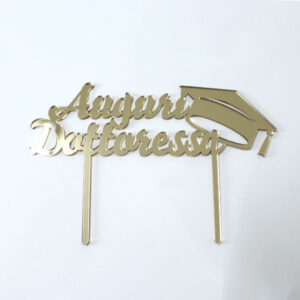 Cake Topper in Plexiglass - Laurea - Auguri Dottore/Dottoressa - Tocco - immagine 2